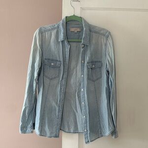LOFT Light Blue Button-Up Denim Shirt